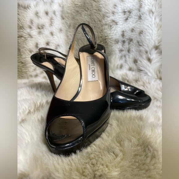 JIMMY CHOO Patent Leather Slingback Pumps - Picture 1 of 5